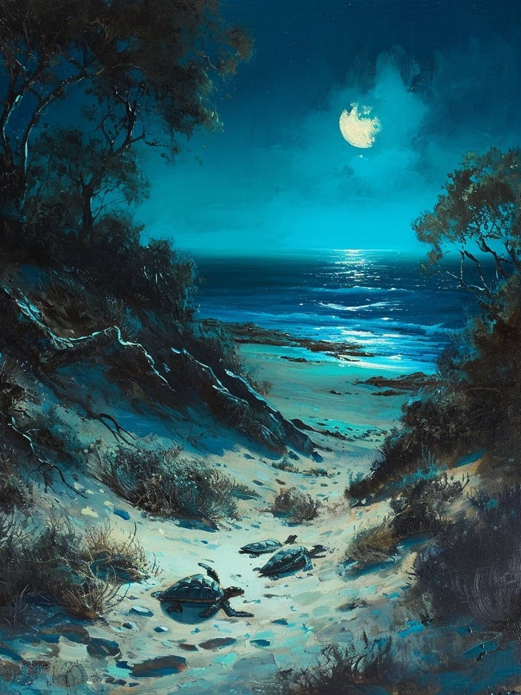 Sea Turtles In The Moonlight 2