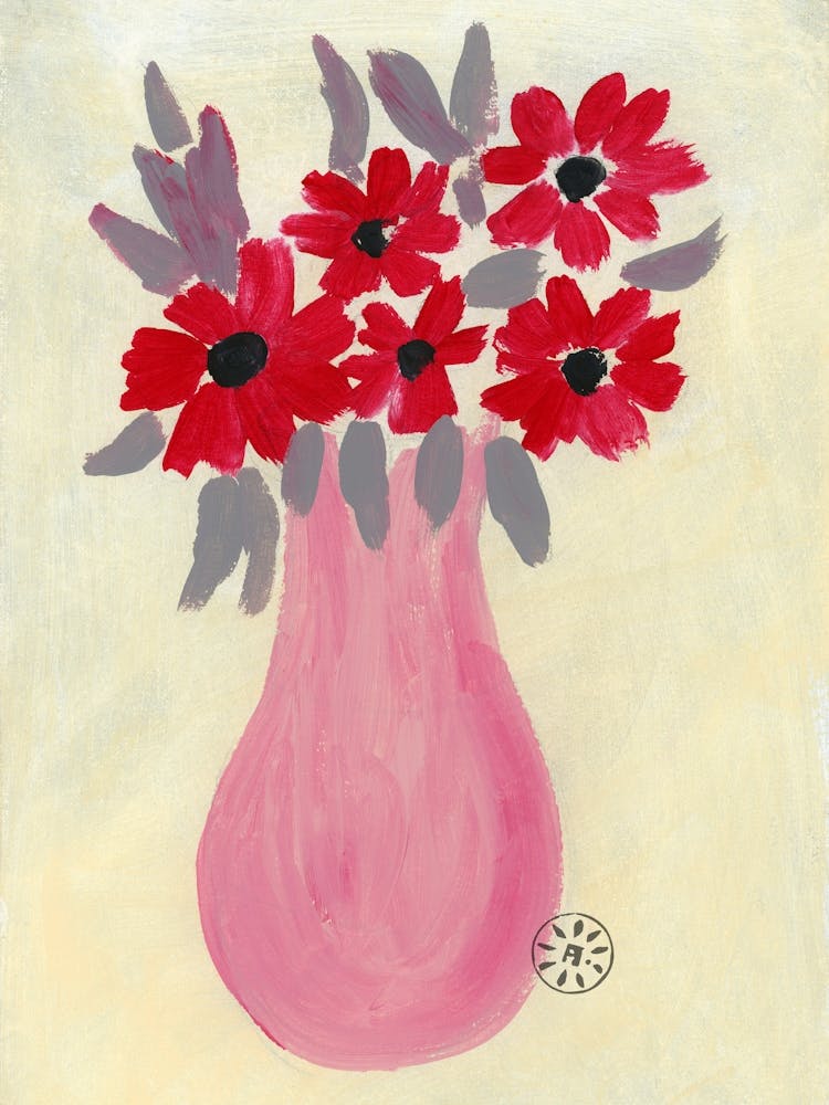 Red Flowers In A Vase