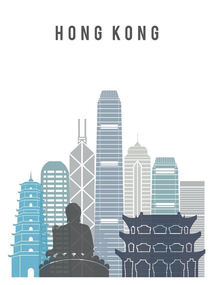 Hong Kong Skyline In Blue