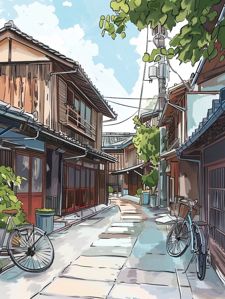 Kanazawa Japan 3 Retro Illustration