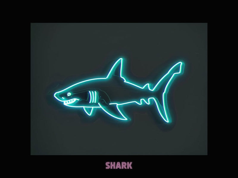 Neon Pink Sign Inspired Shark Poster 1
