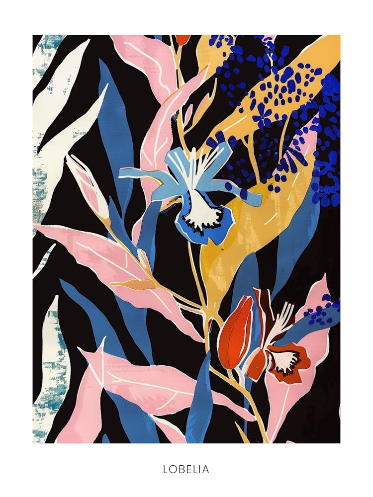 Colourful Flower Illustration Poster Lobelia 2