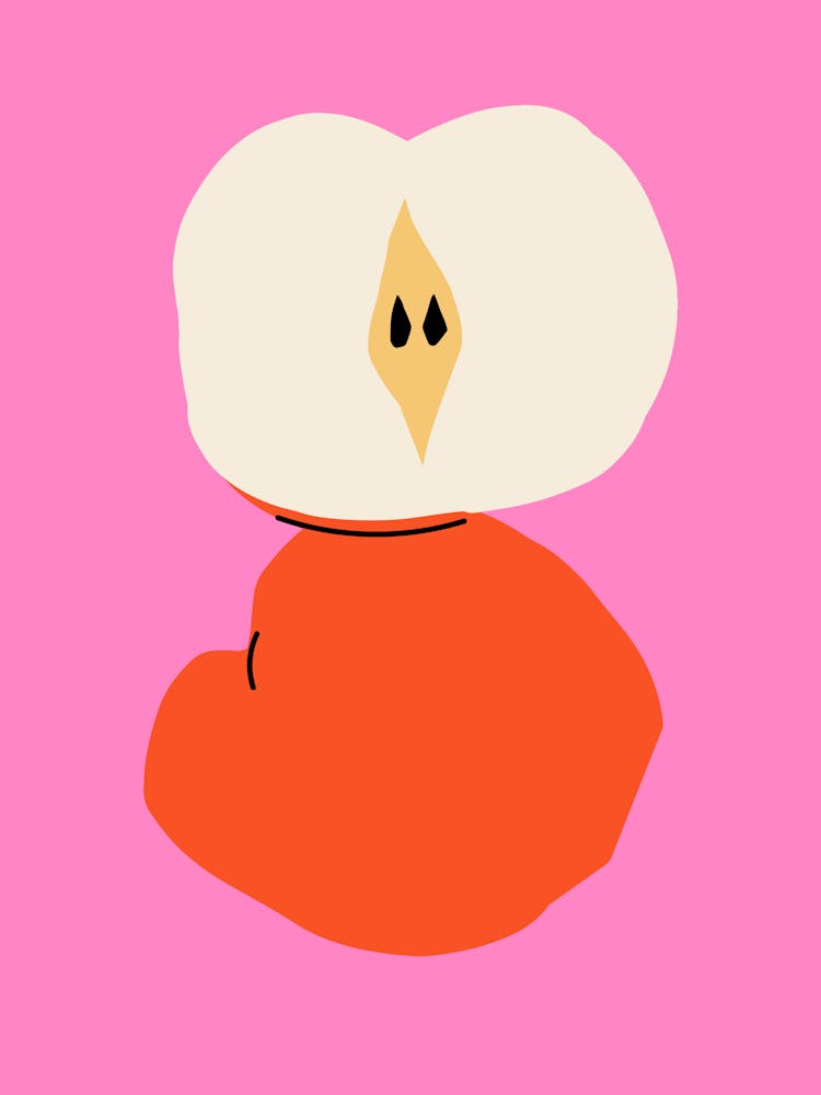 Apple On A Pink Background Colorful Fruit Print