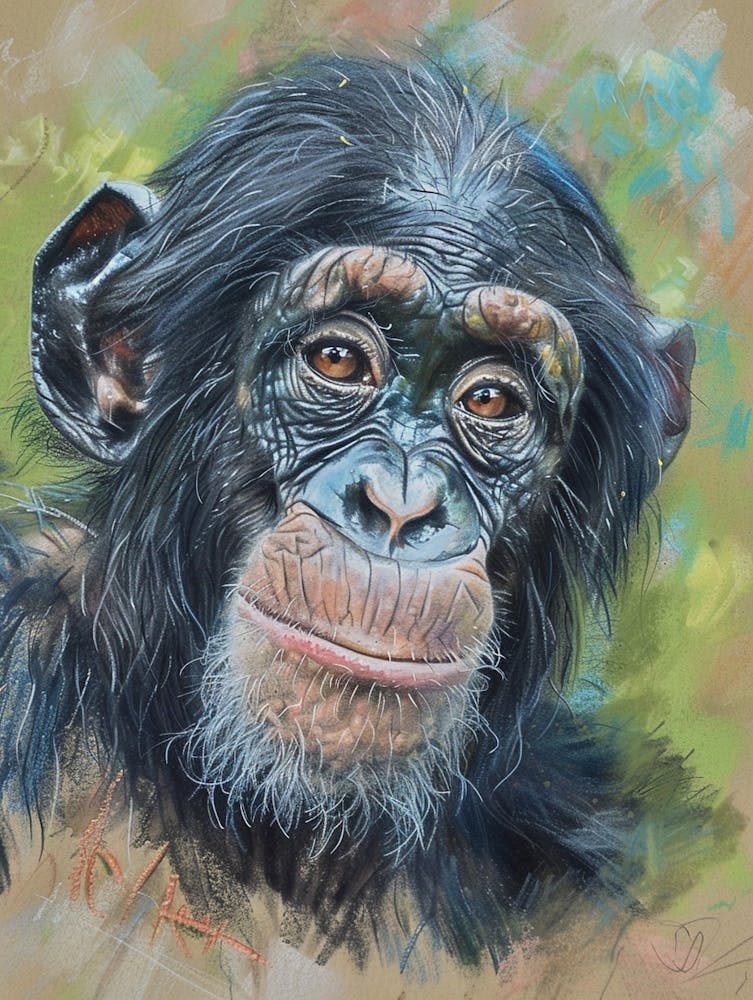 Bonobo Pastellaquarell 3