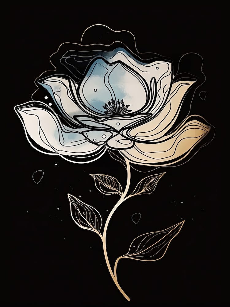 Line Art Lotusblumen Illustration Neutral 6