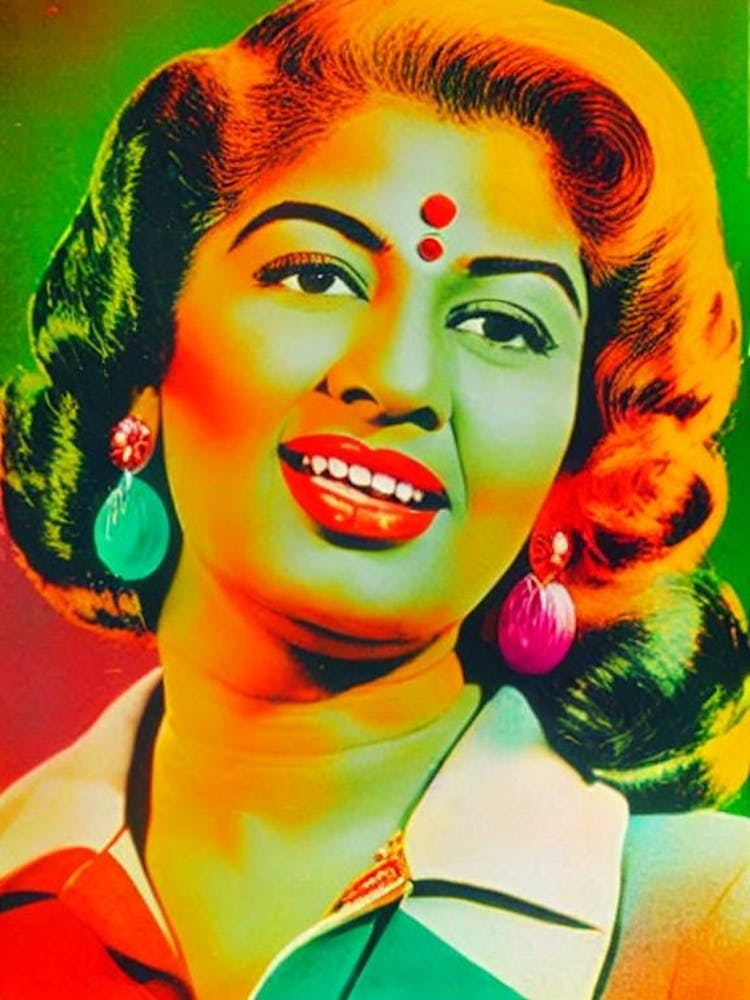 Lata Mangeshkar Colourful Pop Art