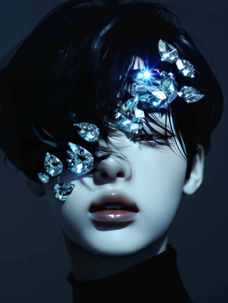 Girl With Diamonds On Her Face