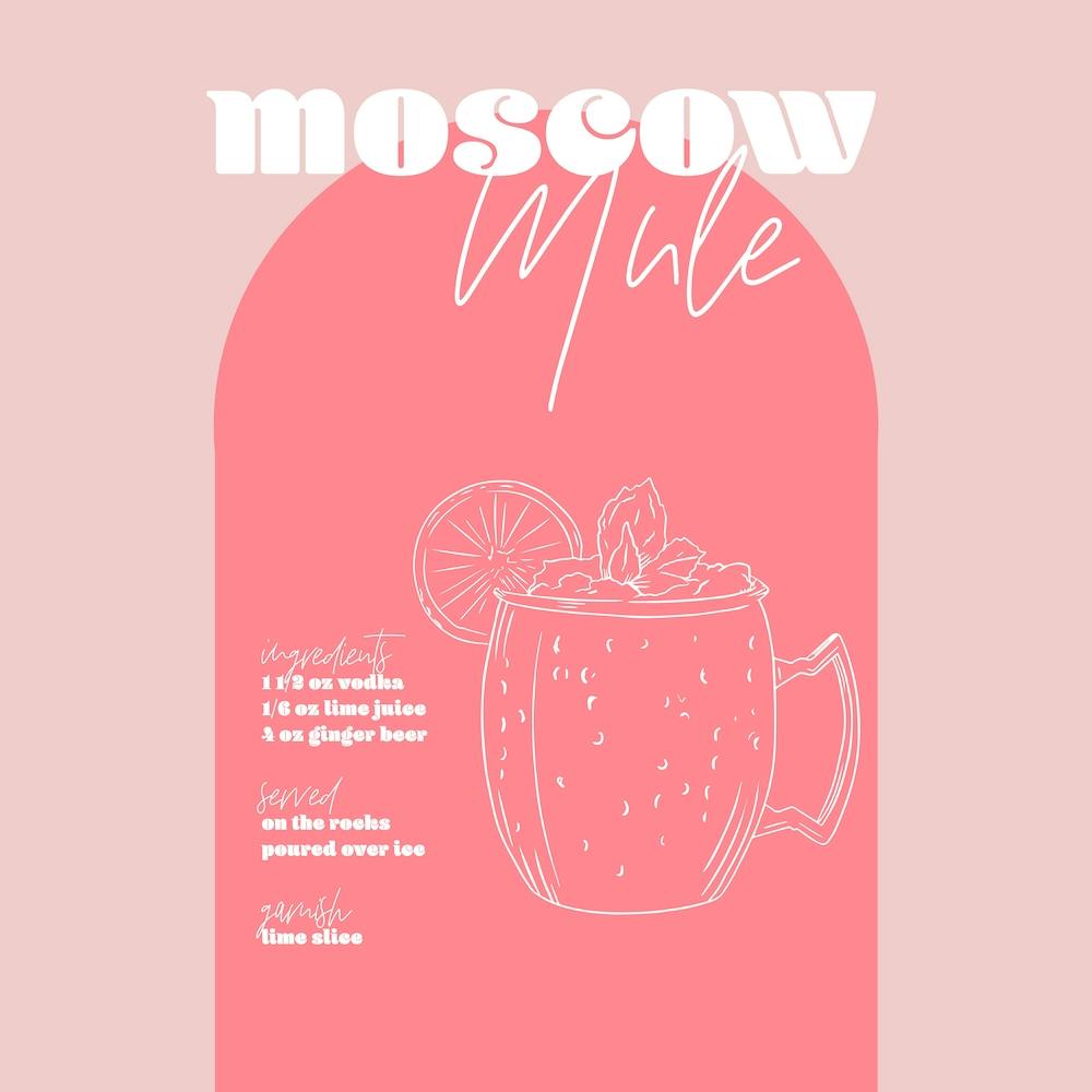 Vintage Retro Inspired Moscow Mule Recipe Pink And Dark Pink Square