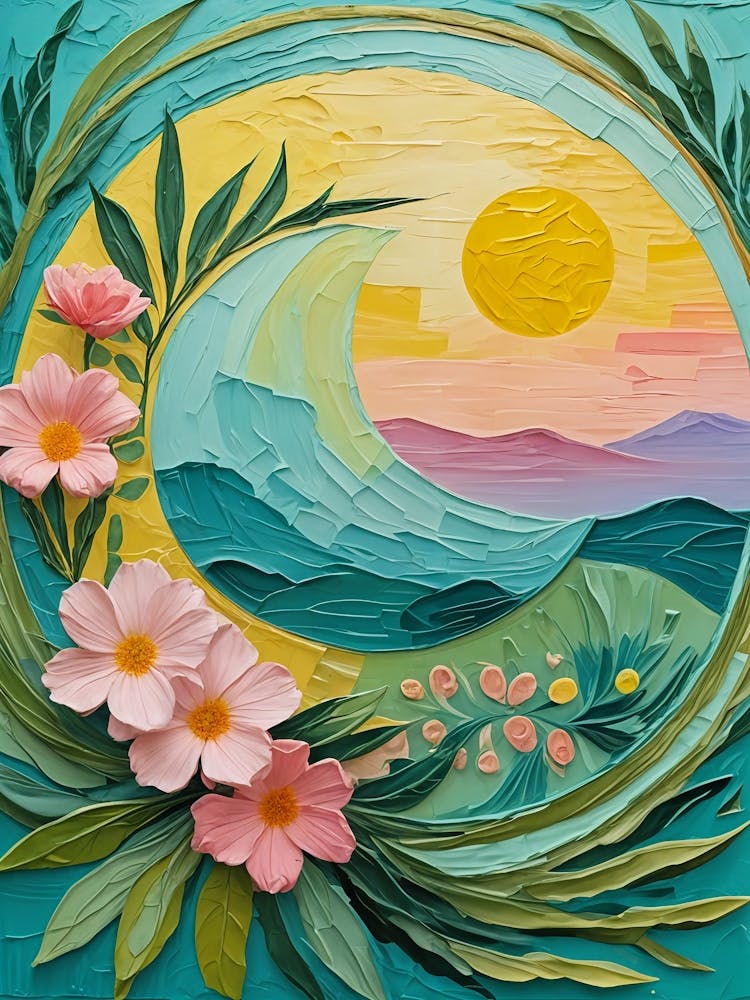 Tropical Circle Of Flowers no3