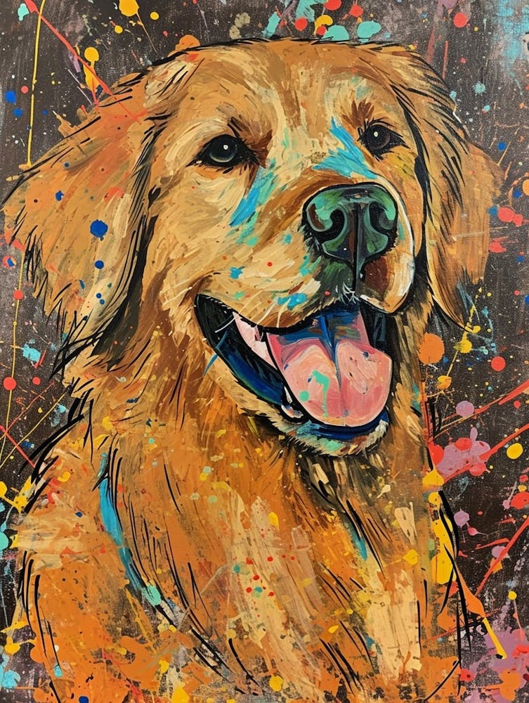 Golden Retriever Peinture Acrylique 11