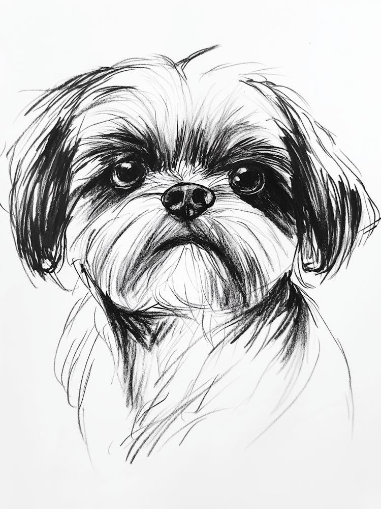 Shih Tzu, A Simple Ink Sketch Portrait