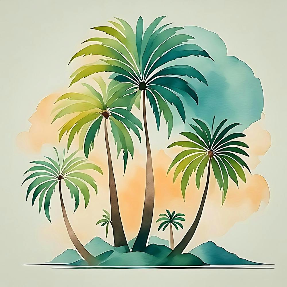 Watercolor Palm Trees