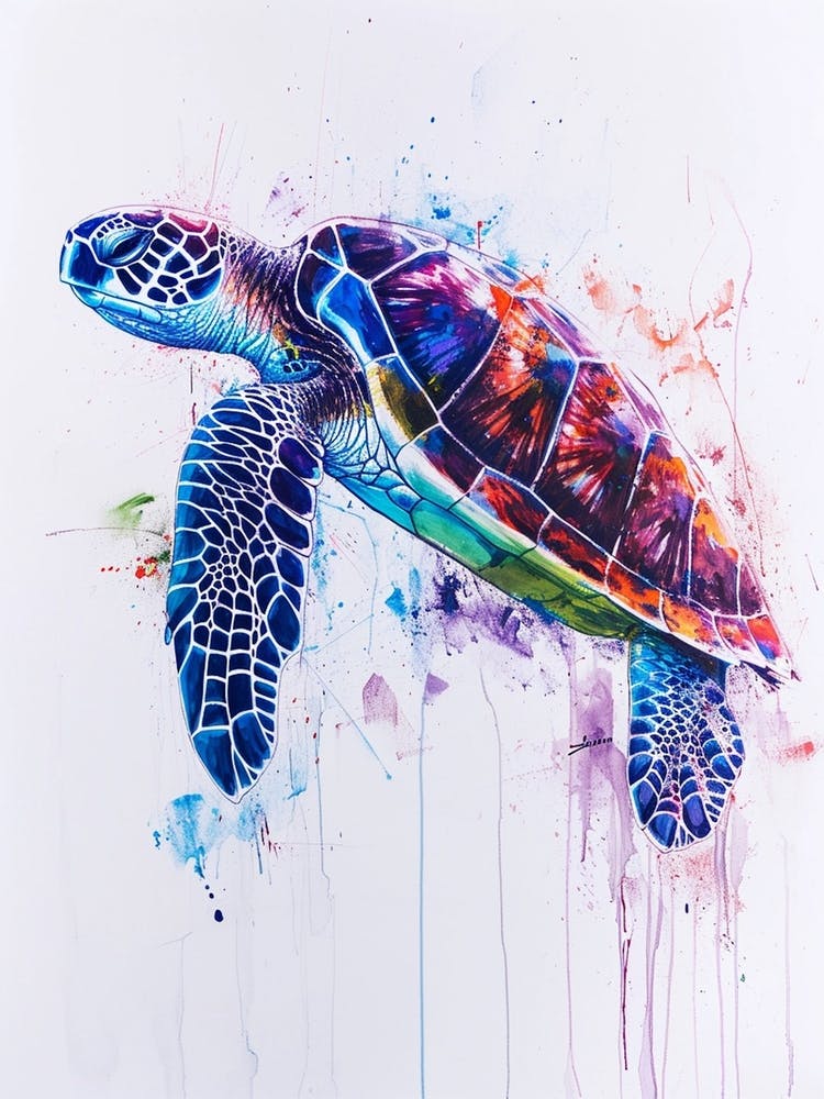 Colourful Mixed Media Sea Turtle 3