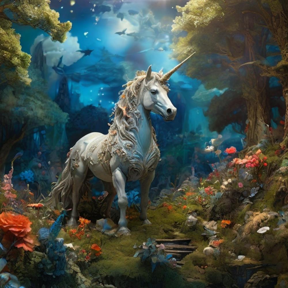 Unicorn In The Forest