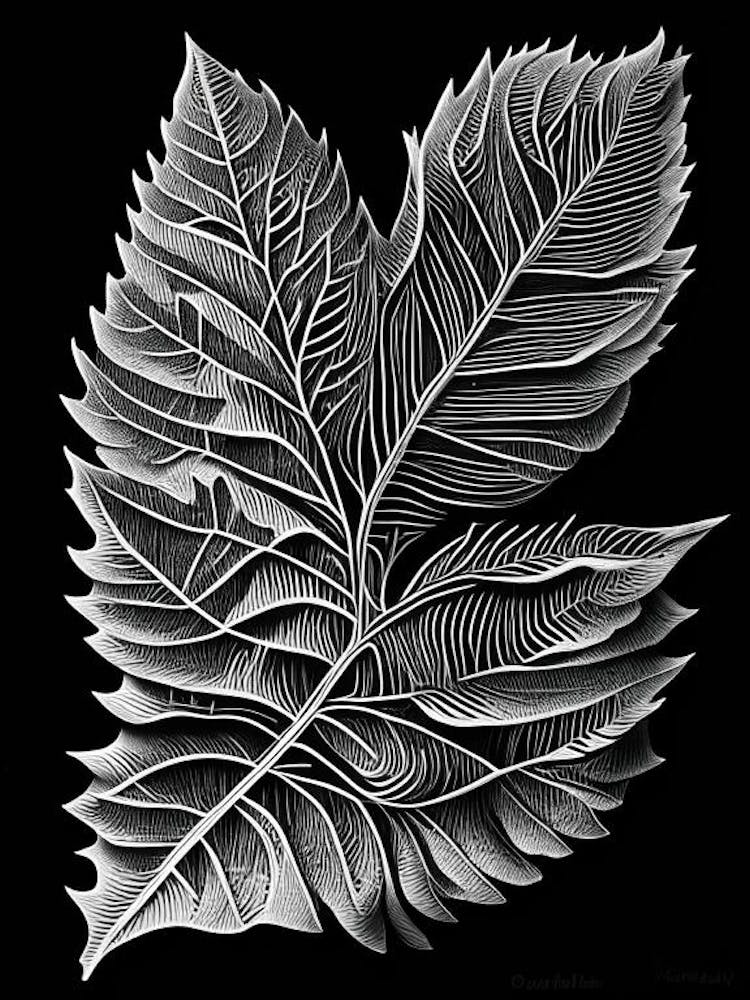 Sweet Birch Leaf Linocut 1