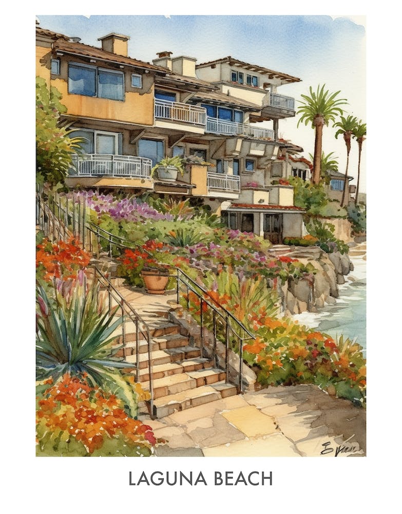 Laguna Beach Watercolor 2travel Poster