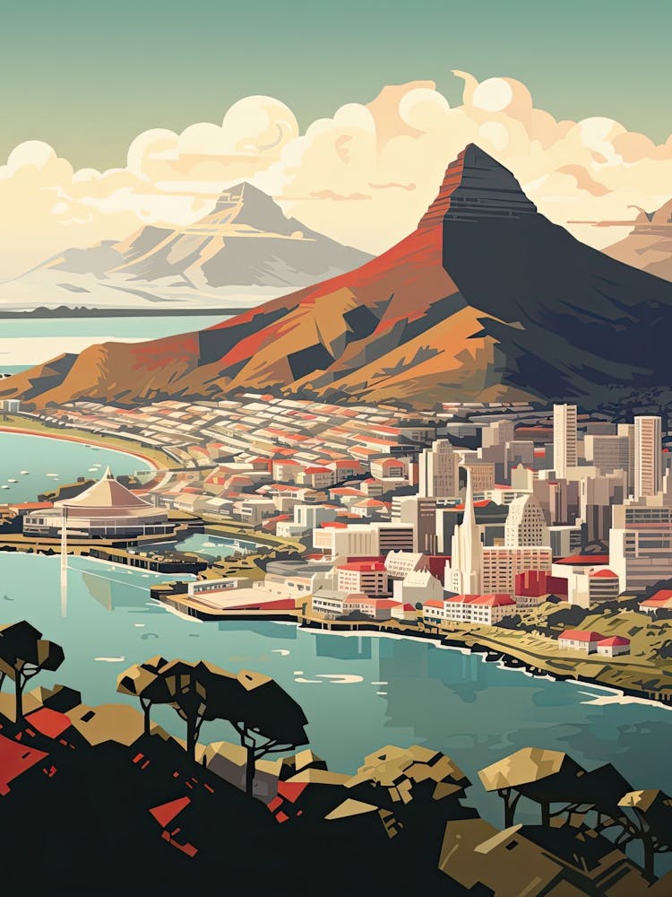 Cape Town, South Africa, Geometric Illustration 3