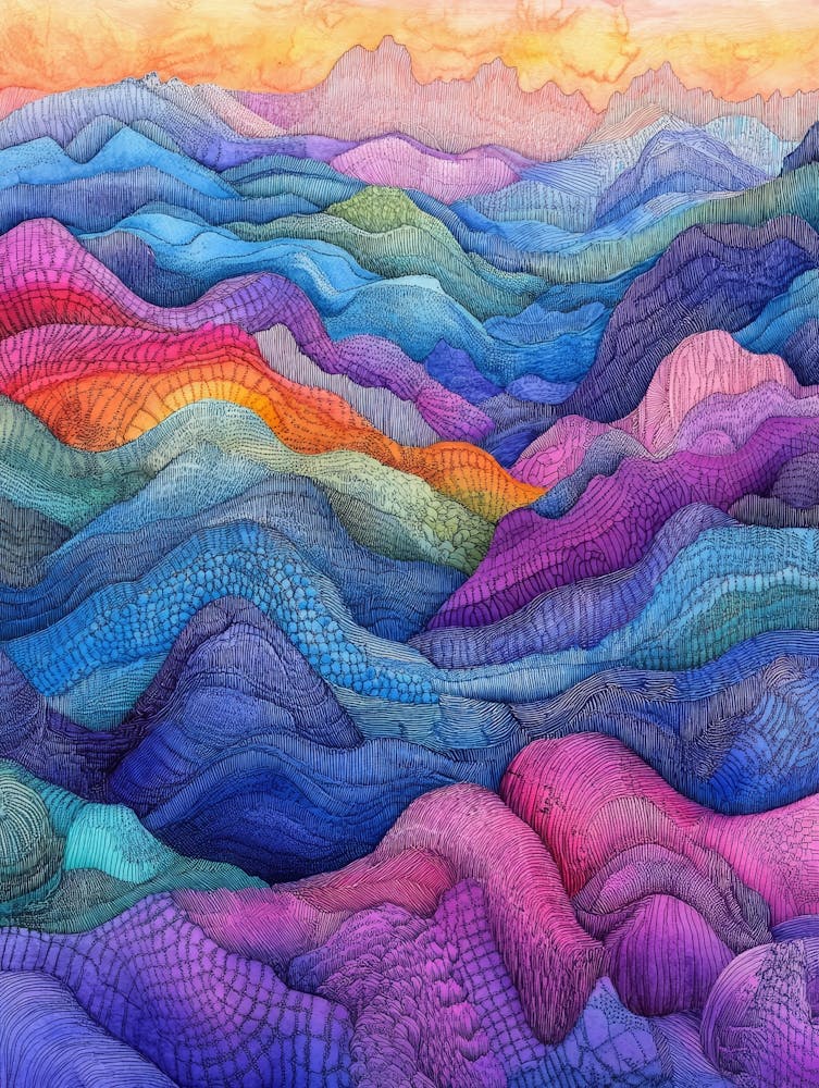 Illustration de Montagne Colorée - Affiche 9
