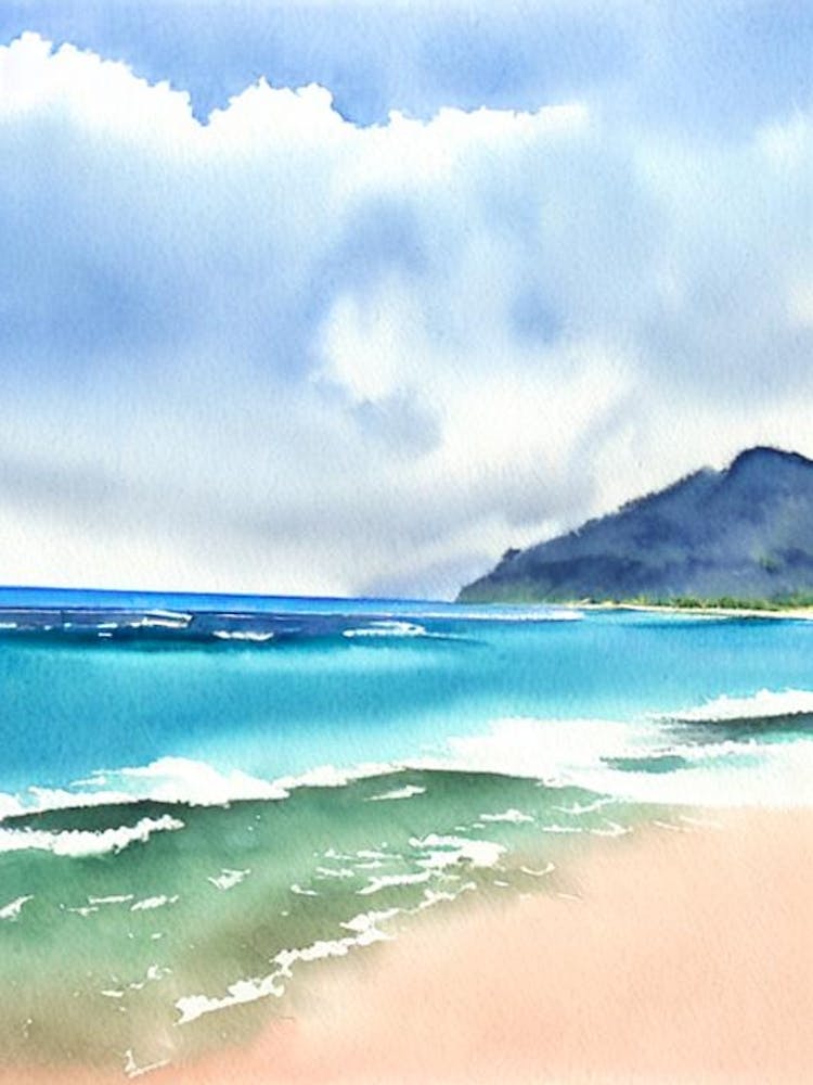 Anse Chastanet Beach 3, St Lucia Watercolour