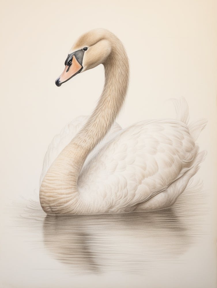 Vintage Vogelzeichnung Schwan 3