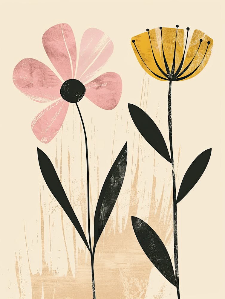 Zwei Blumen Boho Minimalistischer Stil