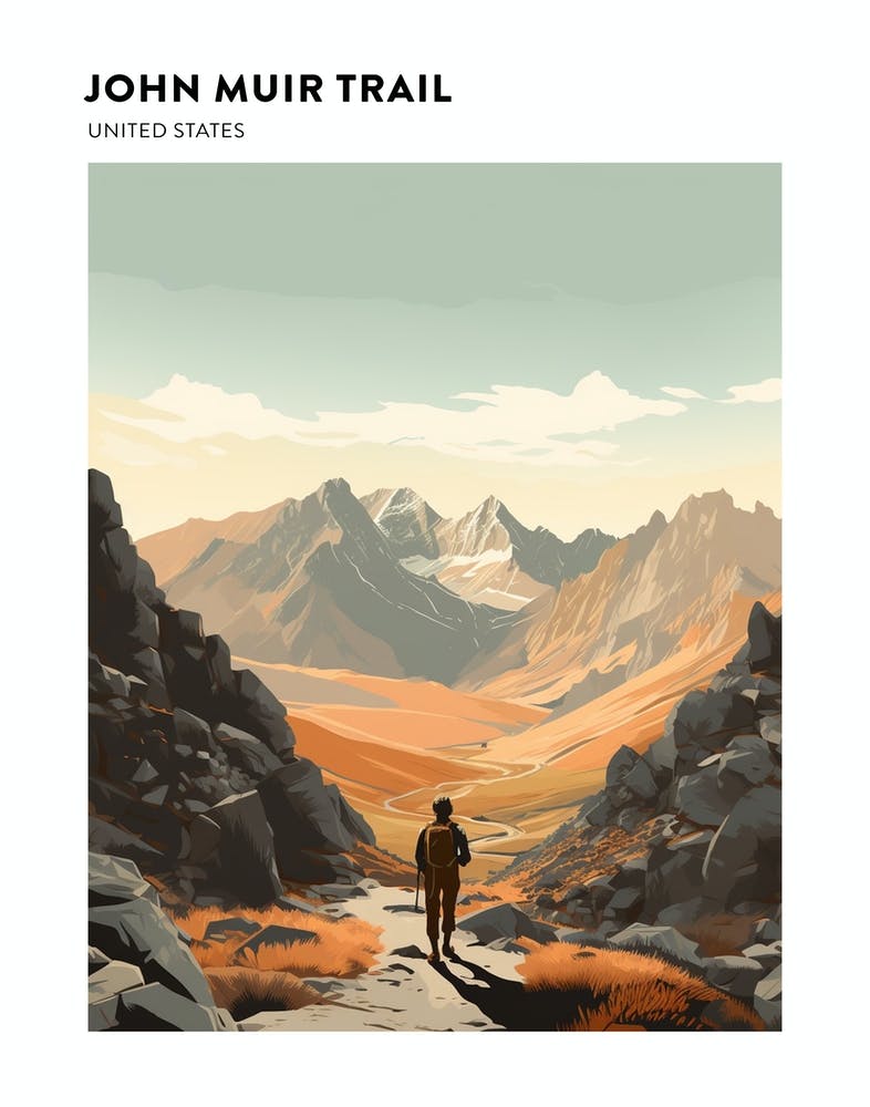 John Muir Trail Usa 3 Hiking Trail Landscape Poster