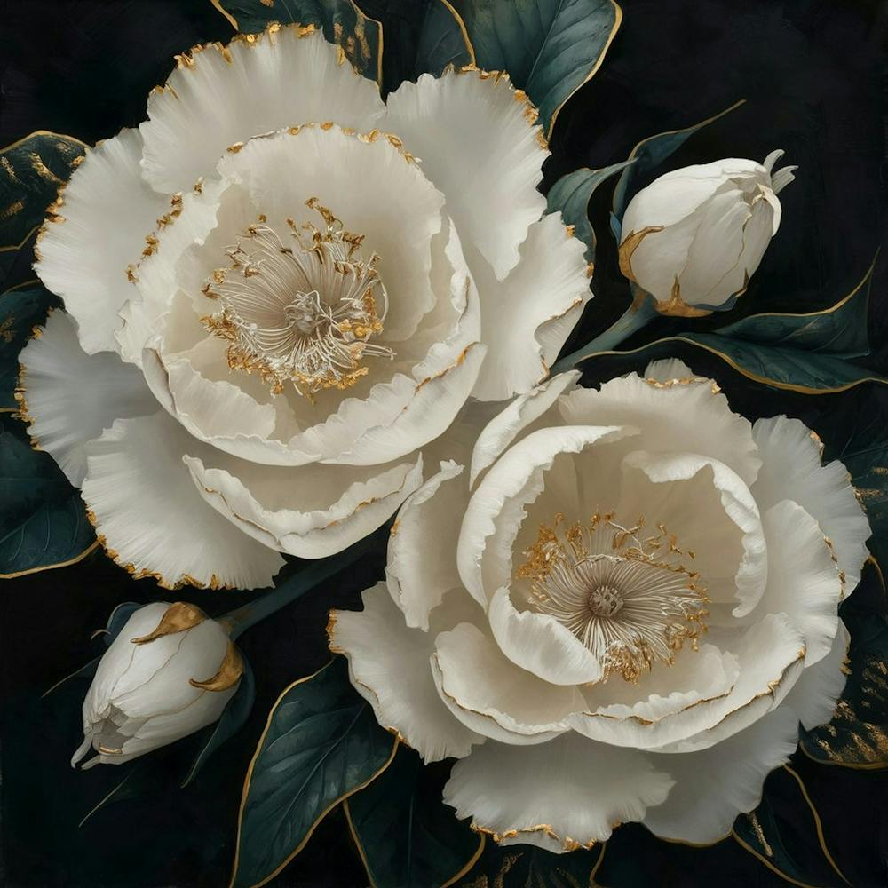 Three White Peonies
