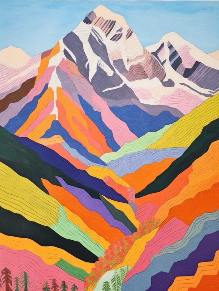 Grossglockn Austria 2 Colourful Mountain Illustration