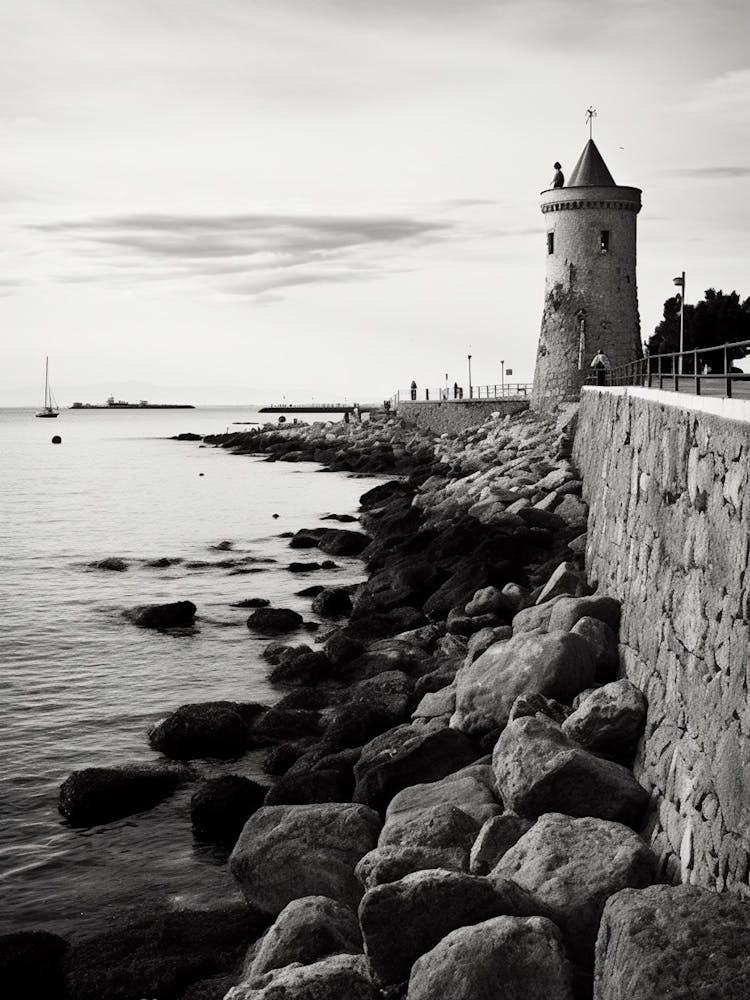 Antibes, France, Mediterranean Black And White Photography Analogue 3