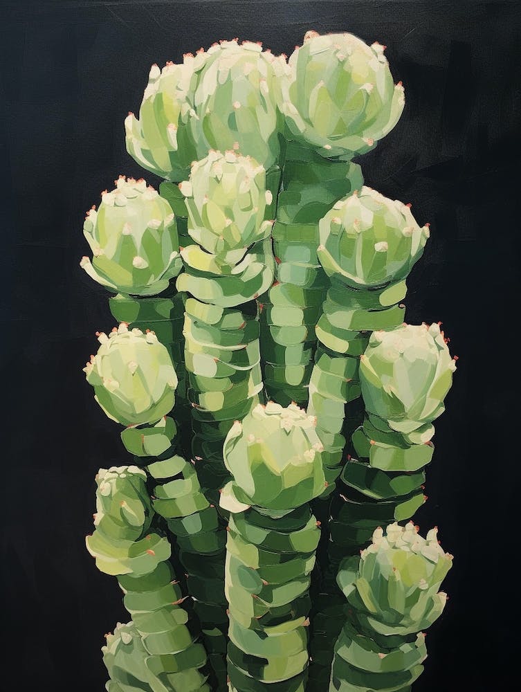 Peinture de Cactus Abstraite Moderne Cylindropuntia Kleiniae Cactus 2