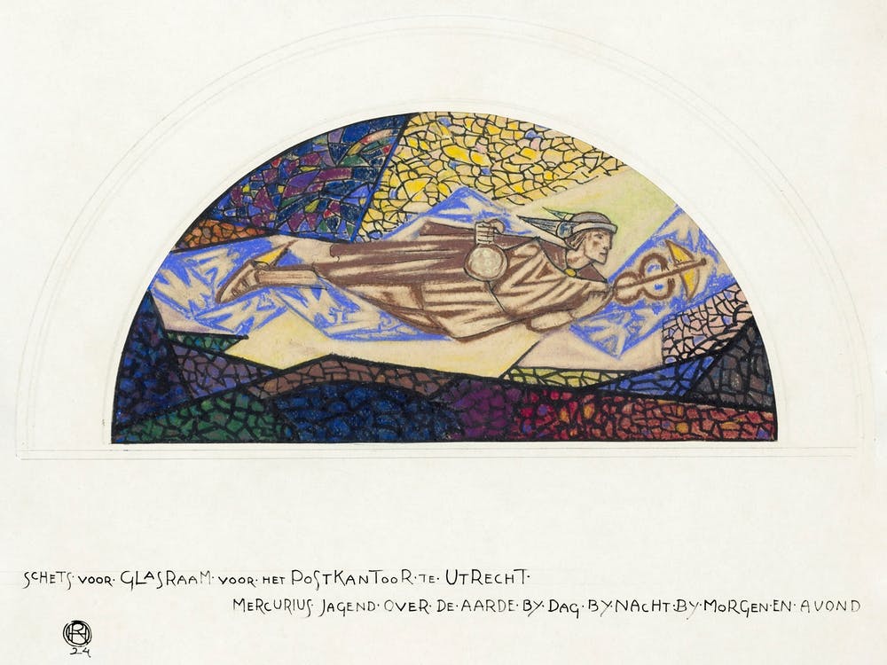 Design For The Window Of The Post Office In Utrecht Mercurius (1924), Richard Roland Holst