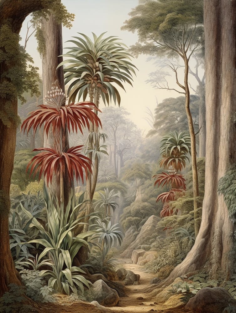Vintage Dschungel Botanische Illustration Cordyline 3