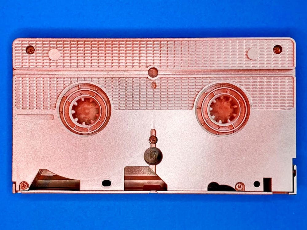 VHS Tape - Salmon Pink on Blue