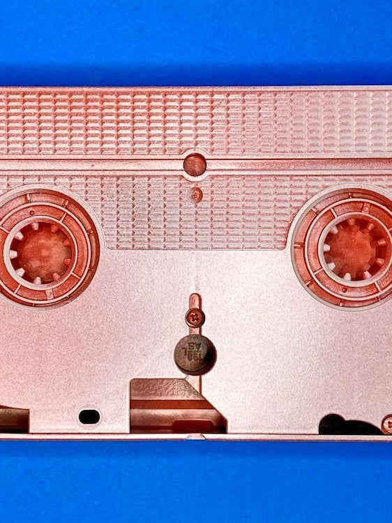 VHS Tape - Salmon Pink on Blue