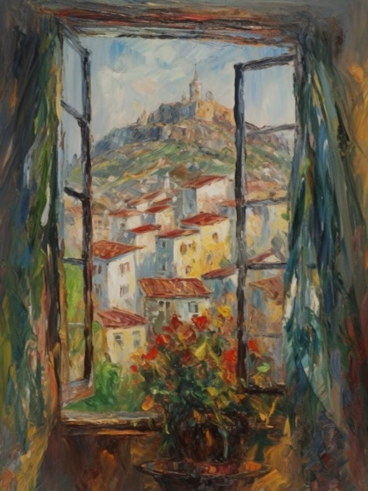 Window View Of San Francisco In The Style Of Impressionism 4