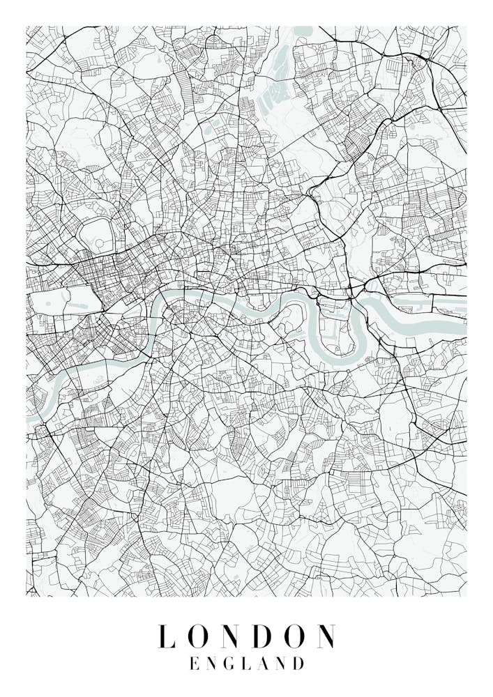 London England Street Map Minimal Color