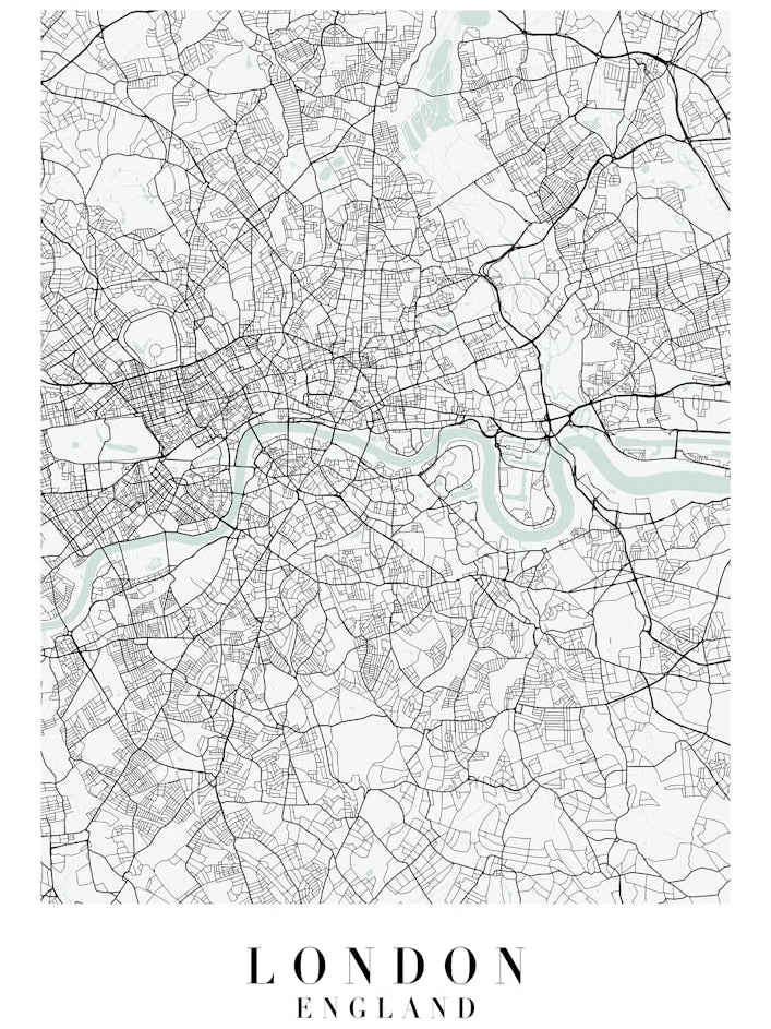 London England Street Map Minimal Color