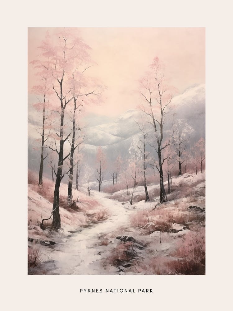 Dreamy Winter National Park Poster  Pyrnes National Park France 4