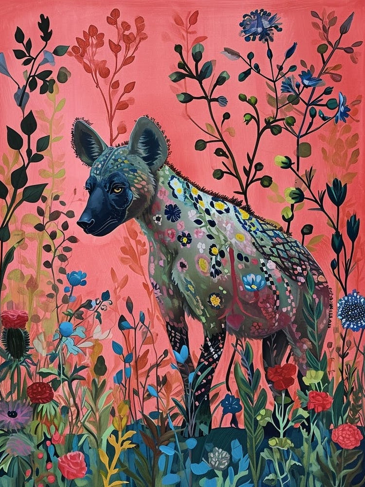 Floral Animal Painting Hyena 1