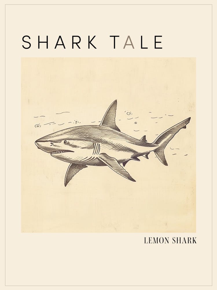 Lemon Shark Vintage Illustration 2 Poster