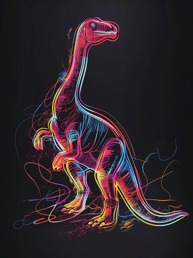 Neon Dinosaur Scribble 2