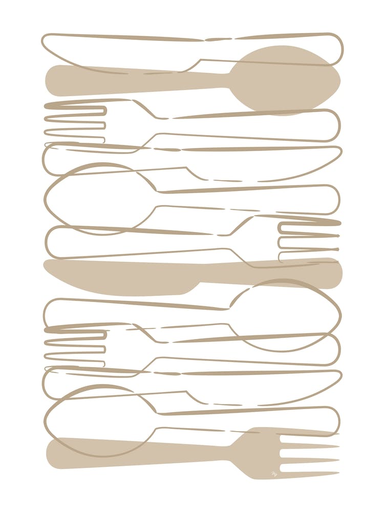 Beige Forks And Spoons