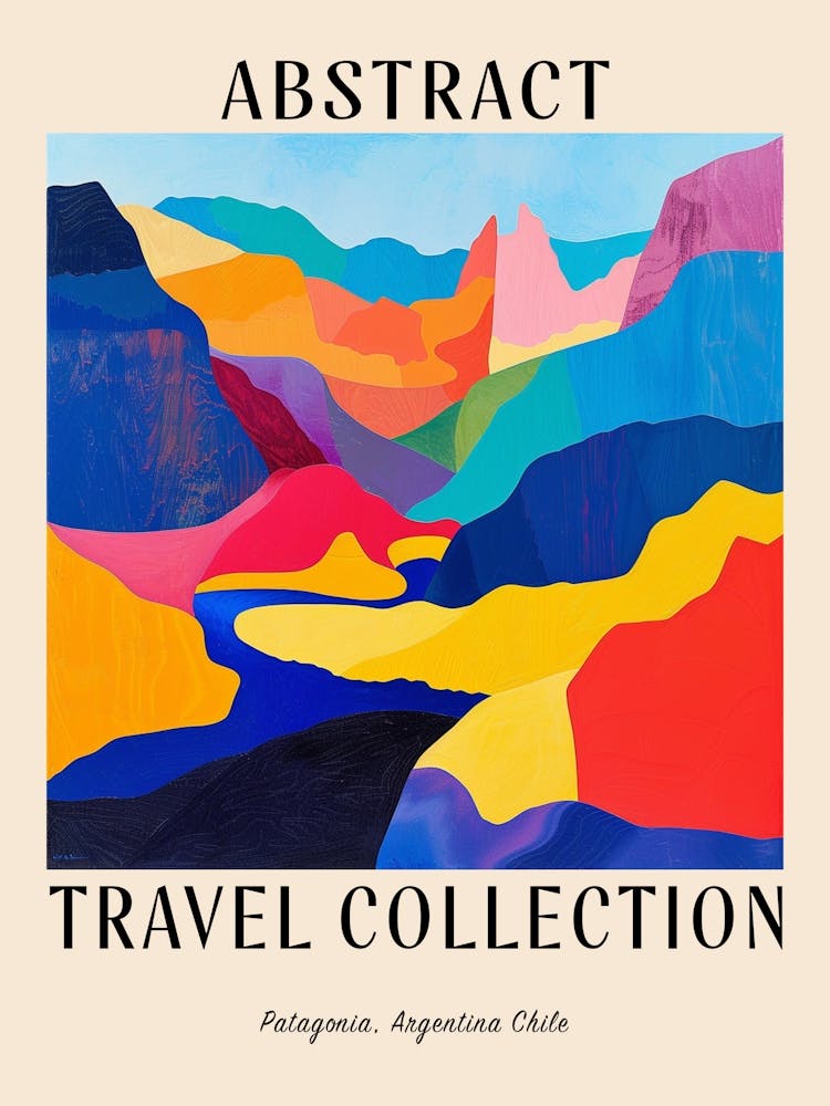 Abstract Travel Collection Poster Patagonia Argentina Chile 3