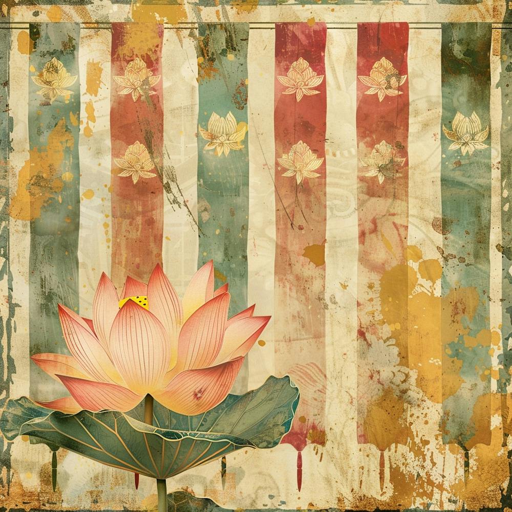 Wesak Banner Texture Featuring Buddhist Prayer F