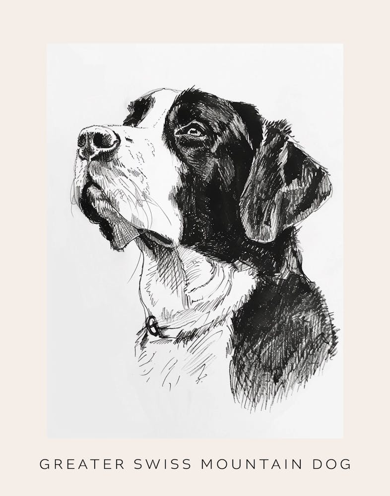 Großer Schweizer Sennenhund Linienzeichnung 4 Poster
