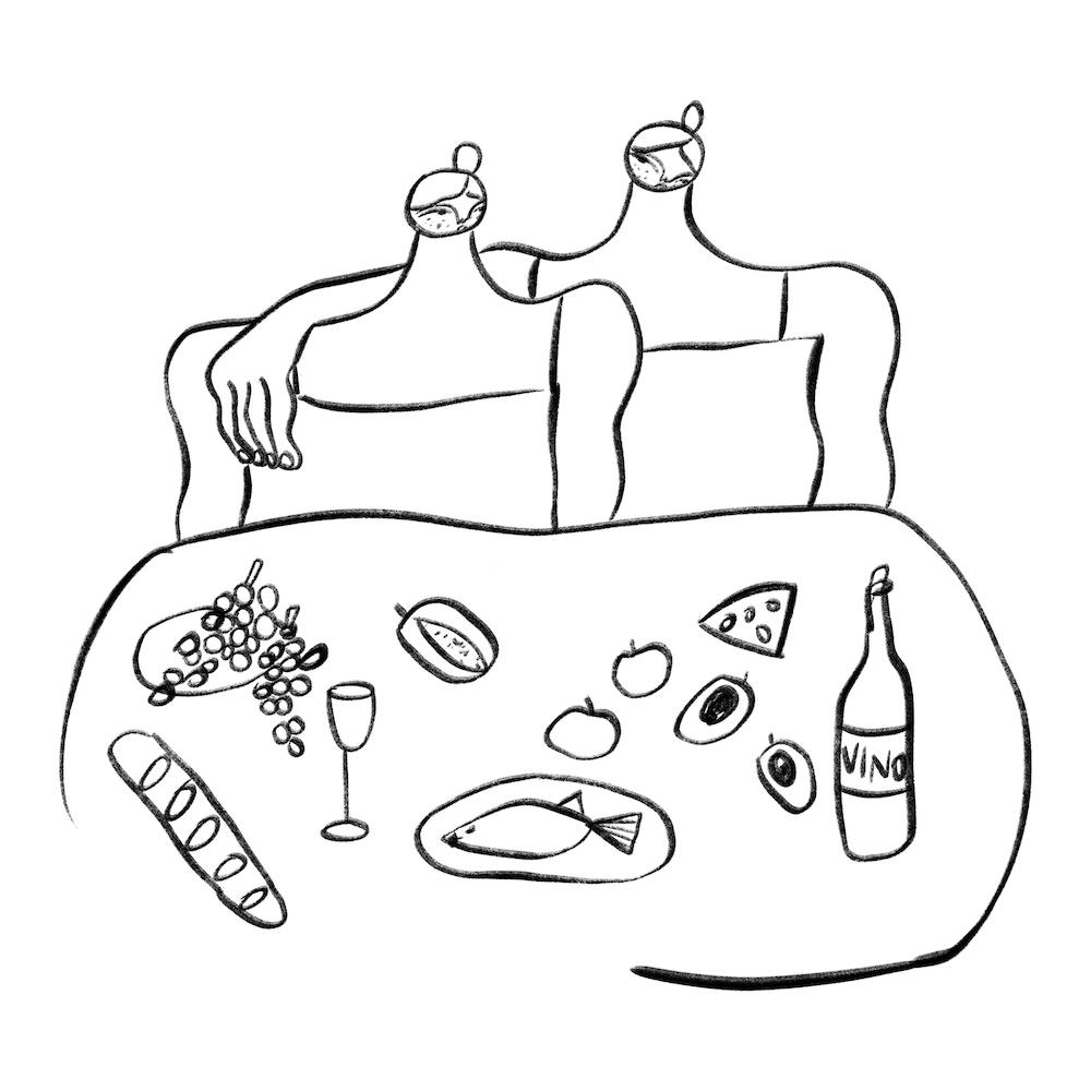 Abendessen mit einem Freund Quadrat