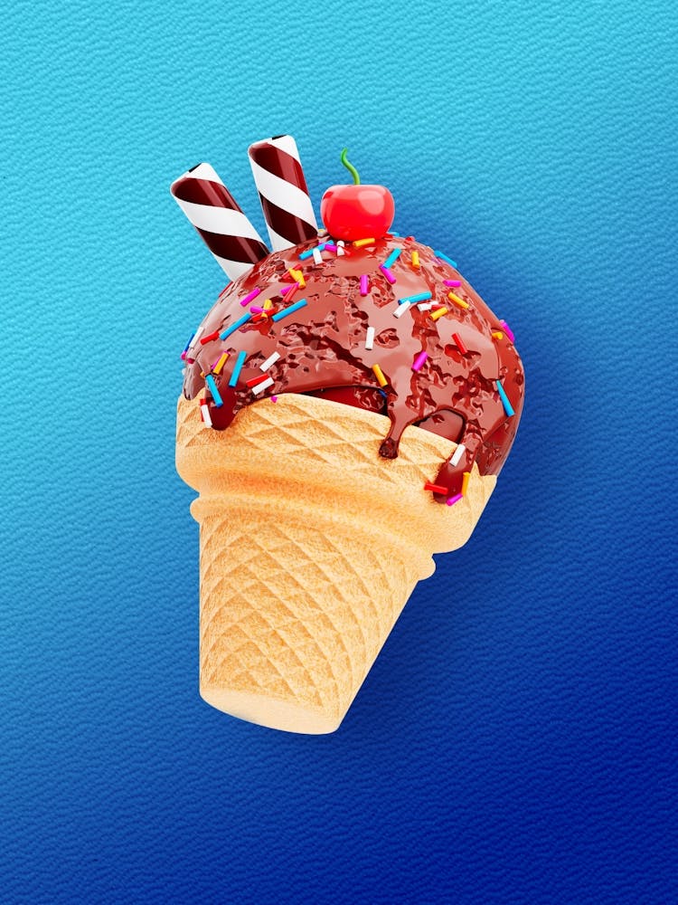 Ice cream, plastic 3D — Food kitchen poster/blackboard, photo art