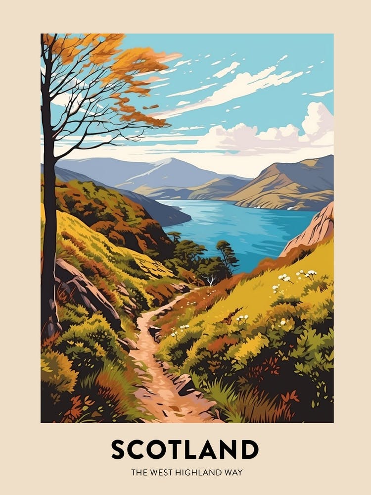 The West Highland Way Scotland 5 Vintage Hiking Travel Poster