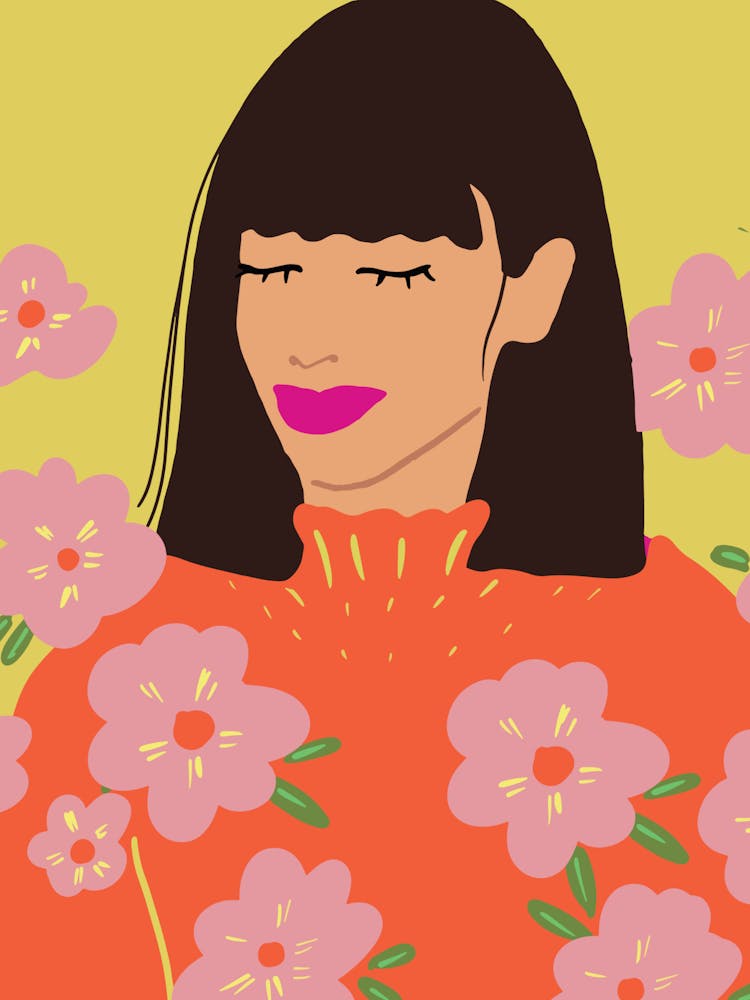 Woman Portrait Poster – Modern Minimal Wall Art with Floral Illustration