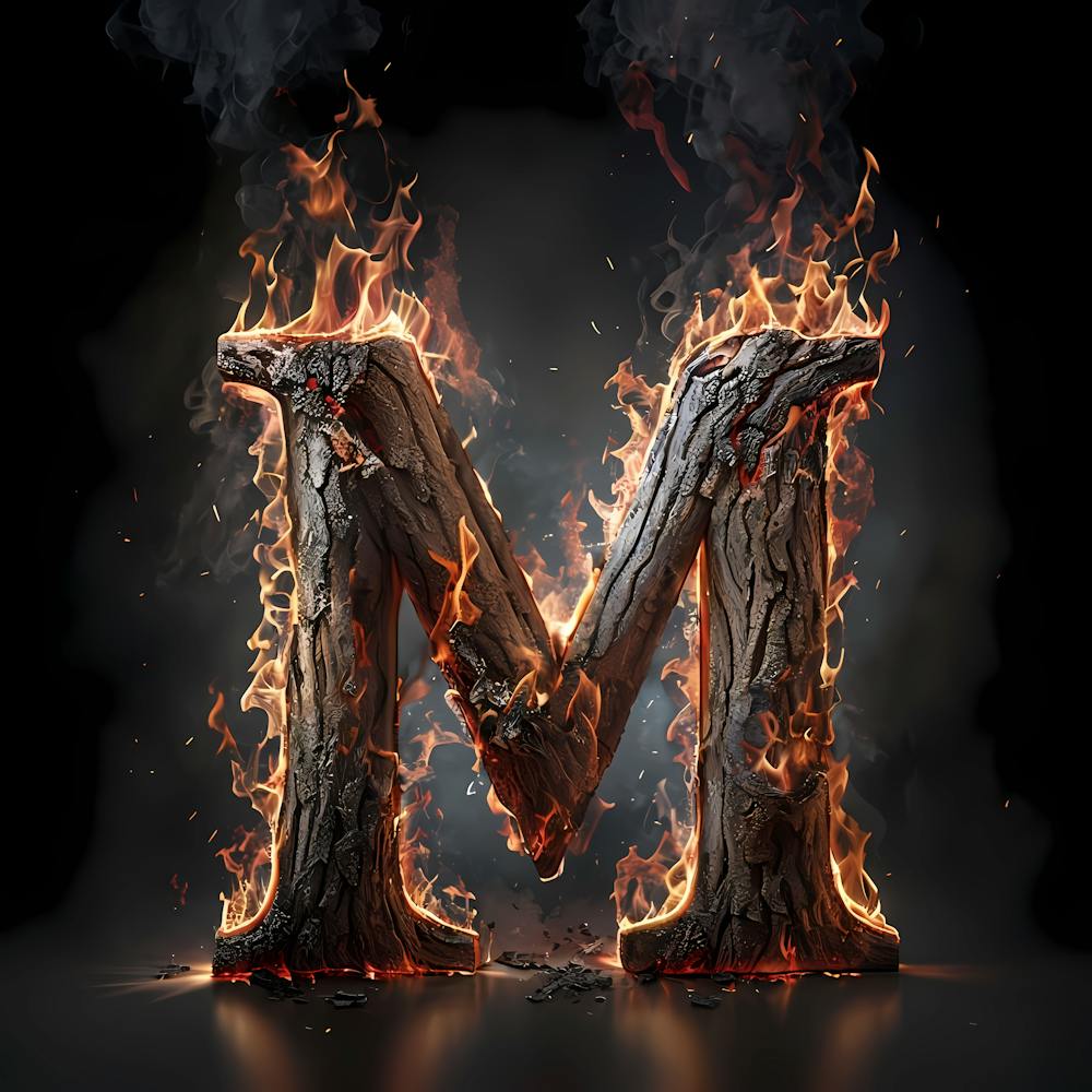 Letter M On Fire
